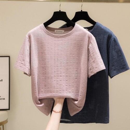 Short Sleeve Solid Color Pink Plus Size Spring Autumn Summer Vintage Clothes For Women Oversized T-Shirt Tops Blouses 2021