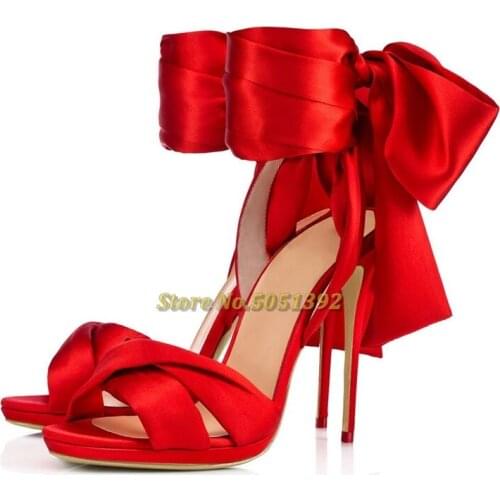 Red Velvet Dress Women Sandals Open Toe Stiletto High Heel Round Toe Lace Up Shoes Ankle Strap Thin High Heel Sandals