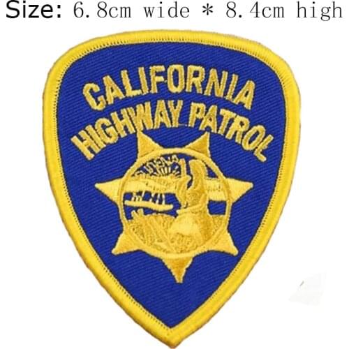 1pc CALIFORNIA HIGHWAY PATROL embroidery patch Free shipping for left chest 8.4cm high iron on sew on for clothing/angel/fair