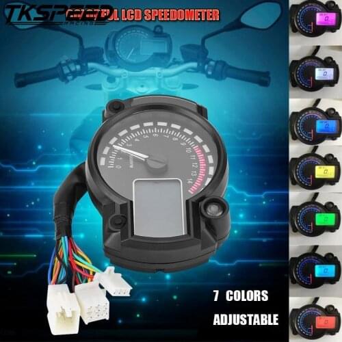 15000rpm Modern Motorcycle Digital Light LCD Digital Gauge Speedometer Tachometer Odometer Adjustable Motorcycle 7 color