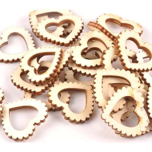 25Pcs Unfinished Wood Slices Wedding Party Baby Shower DIY Crafts Scrapbooking Heart Wooden Ornament Handmade Home Decor m1744