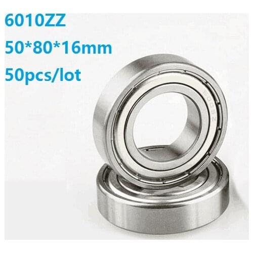 50pcs/lot 6010ZZ 6010Z 6010 Z ZZ 50*80*16mm Double cover Deep Groove Ball bearing shaft 50x80x16mm