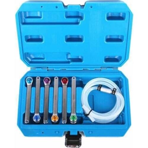 6Pcs Full range of power-free brake oil drainer Manual brake oil bleed hose and drain plug wrench Backstop 7-12mm