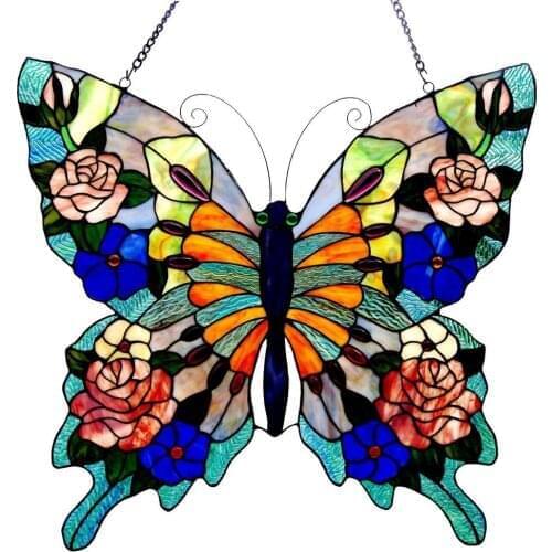 Acrylic Butterfly Pendant Wall Decoration Creative Wall Art Crafts Colorful Stain Glass Butterfly Home Hanging Decor For Bedroom