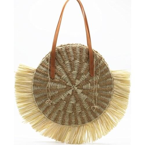 Large Capacity Raffia Tassel Bohemian Bags, Women Designer Straw Woven Bags, Summer Beach tote bag women bag summer
