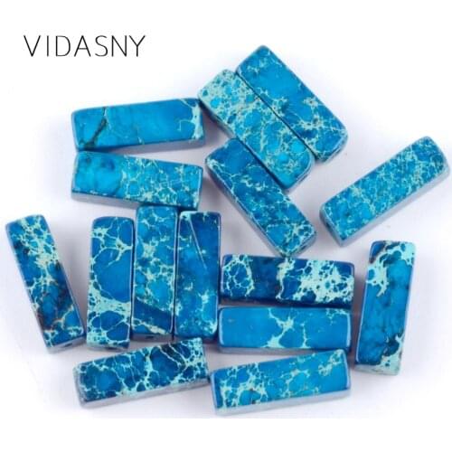Natural Gem Column Shape Light Blue Sea Sediment Jaspers Tube Beads For Jewelry Making 4*13mm Loose Beads Diy Bracelet 15