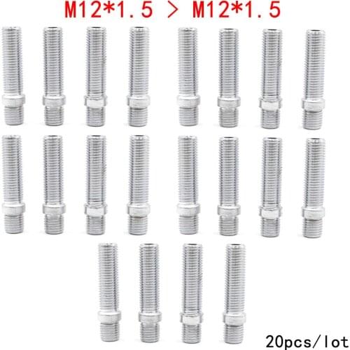 20PCS 12*1.5 TO 12*1.5 New Racing Car Wheel Stud Conversion Tall Lug Bolts To Studs 58MM TT101106