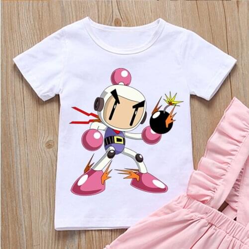 T-shirt for boys/girls funny Bomberman cartoon print kids clothes summer Aesthetic clothe toddler baby tshirt camisetas tops