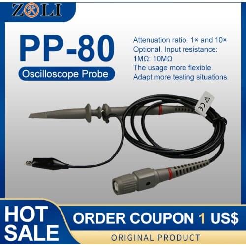 Hantek PP-80 Oscilloscope Probe kit 60Mhz Low Passive Limpedance Attenuation Probe -50~70 Degree PP80 Logic analizador Sonda