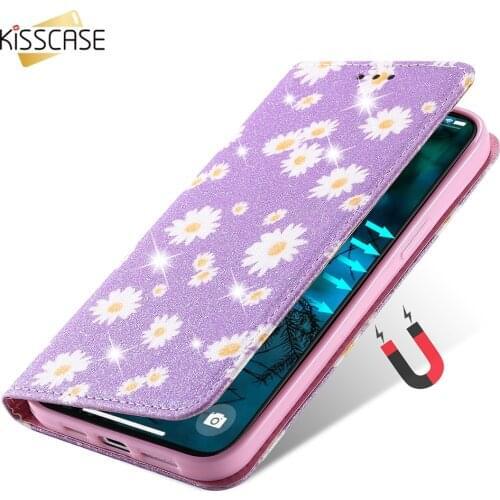 KISSCASE Daisy Floral Phone Case For iPhone 12 Mini 12 Pro Girly Flower Flip Cover For iPhone 11 Pro/11 XR X XS Max 66S 7 8 Plus