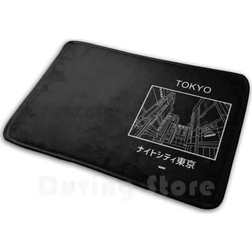 Kanji Tokyo City Mat Rug Carpet Anti-Slip Floor Mats Bedroom Kanji Japanese Asia Asian Anime Simple Style Symbol Dark Font
