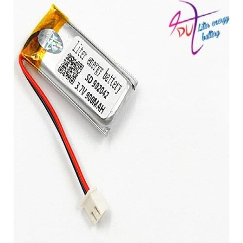 JST 2.54mm 10PCS 902042 3.7V 900MAH 902040 Lithium Polymer LiPo Rechargeable battery with connector for Handheld GPS bluetooth