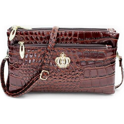 Fashion women crossbody shoulder bags crown messenger pu leather crossbody double zipper pouch bag for women