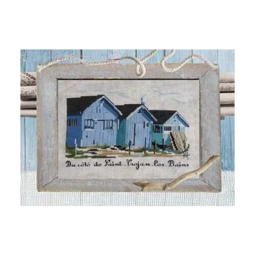 11/14/18/25/22/28 color aida Cross Stitch Kit Du Cote se st Trojan les Bains Blue Cabine Houses at Beach Harbor Isabelle