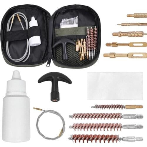 Tactical Gun Pistol Cleaning Kit Set with Nylon Bag Cleaning Brushes Set for 12ga 20ga .22cal .17cal .223/5.56 Hunting Tool