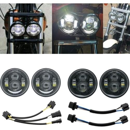 New 4.65 inch for Motorcycle Double LED Headlights With DRL halo For Harley Fat Bob FXDF 08-16 15