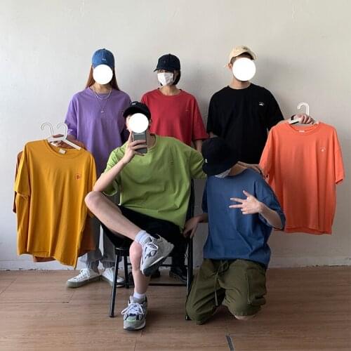 2021 summer new fruit logo pure cotton round neck fashion casual short-sleeved t-shirt mens loose wild summer clothes