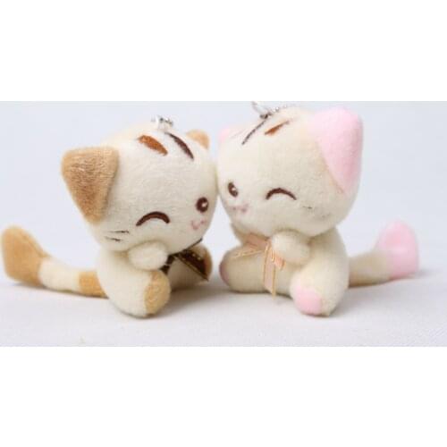 New lovely 9cm plush happy smiling cat soft Keychain Pendant Bag decoration christmas festival gift for kid friend