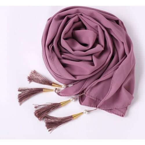 New bubble chiffon scarf Hijab Malay Indonesian gauze wrap headscarf cover headscarf four corners with tassels