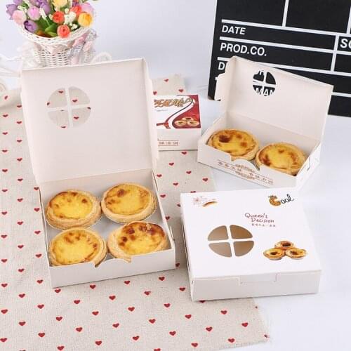 Portuguese egg tart packing box4Granule6Grain Baking food packaging cake thickened window disposable packaging carton
