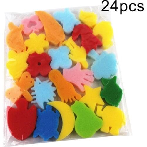24Pcs Colorful Assorted Sponge Children DIY Painting Art Craft Education Toy
