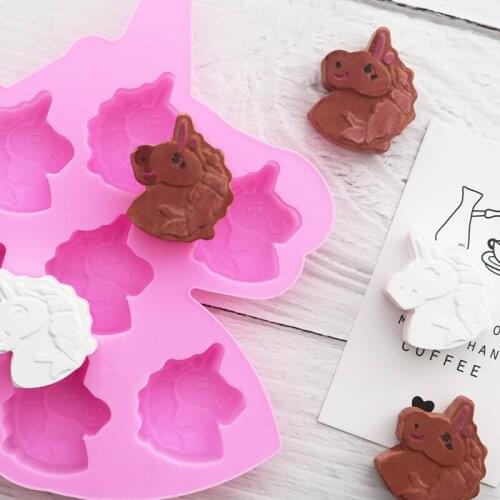 Realistic modeling silicone chocolate mold 7 cavity unicorn silicone soap mold aromatherapy mold DIY