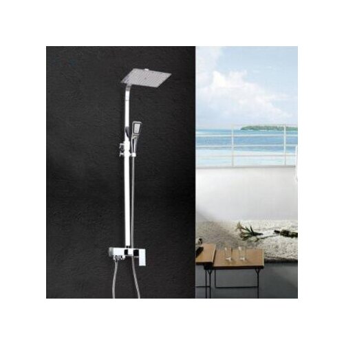 Bathroom rainfall shower faucet mixer tap, Brass shower faucet stainless steel hoses, Wall mounted shower faucet shower head set