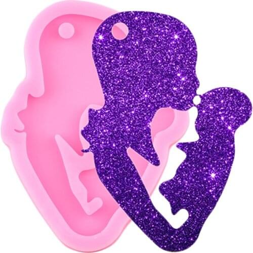 Super Glossy Resin Mother and Baby Keychain Mold Epoxy Craft Silicone Moulds Polymer Clay DIY Jewelry Making Pendant Mould