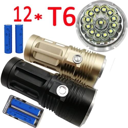 13000LM 12x XM-L T6 LED Flashlight Tactical 5 Modes lanterna Torch Lamp +4x 18650 Battery +Charger Night Light Outdoor Camping