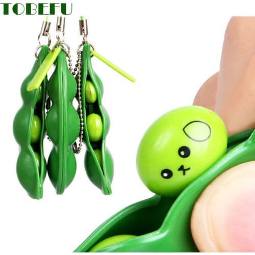 Infinite Squeeze Edamame Bean Pea Expression Chain Key Pendant Ornament Squishy Stress Relieve Decompression Toys Antistress
