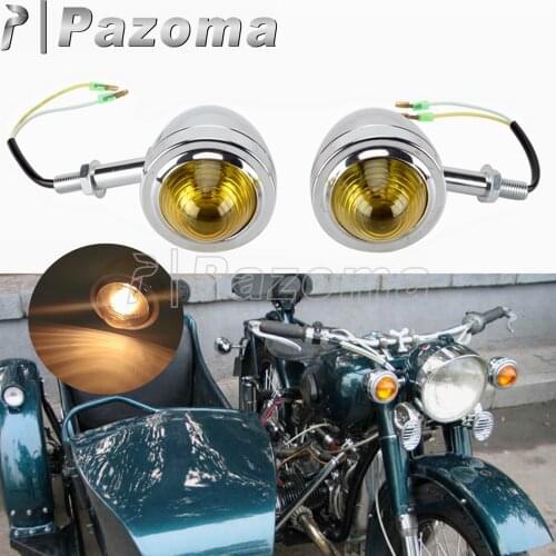 2 Pcs Chrome Amber Light Motorcycle Motorbike Indicator Winker Turn Signals for BMW M1 M72 R12 R75 R71 K750 Ural Sidecar Flasher