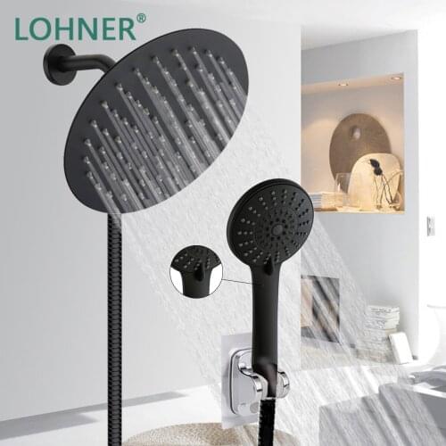 Lohner New Shower System Bathroom Black Alcachofa Ducha Banheiro Pommeau Camping Pomme Set Bagno Draagbare Lazienka Regadera