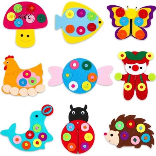 XICC 1 Set Kid Toy DIY Thick Felt Nonwoven Fabric Package Forest Animal Flower Fruit Crab Mushroom Handmade Teaching Gift Doll