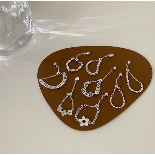 U-Magical Temperament Drawable Flower Pig Nose Beaded Metallic Ring for Women Hollow Adjustable Index Finger Ring Jewelry