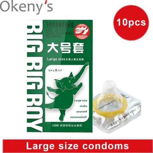 10PCS 55mm Condom Large Size Big XXL Sleeve Condoms for Big Cock Horny Men Adult Latex Thin Slim Sex Products Safe Contraception