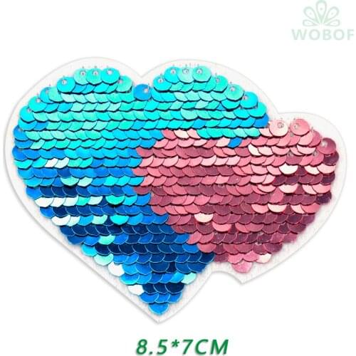 Blue heart embroidery patch Applique Handmade 3D patch for dress DIY Wholesale support