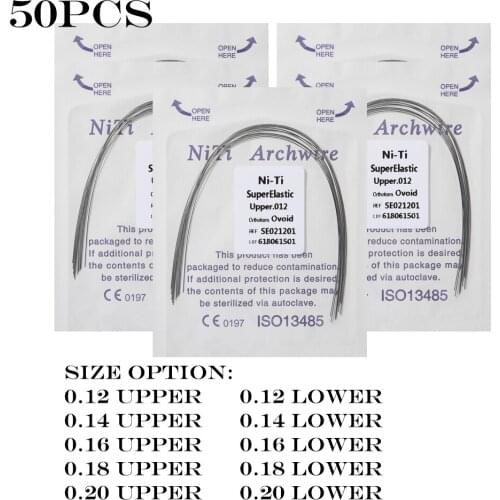 50pcs Orthodontic Dental Super Elastic Oval Form Niti Round Arch Wir