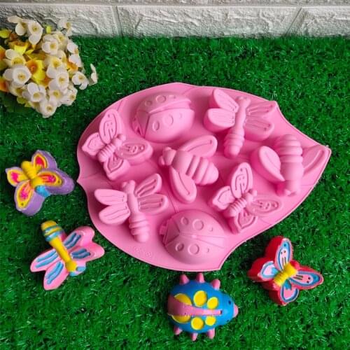8Hole Insect/Bee/ Butterfly Silicone Cake Mold DIY Fondant Candy Jelly Chocolate Pastry Dessert Baking Mold Cake Decorating Tool