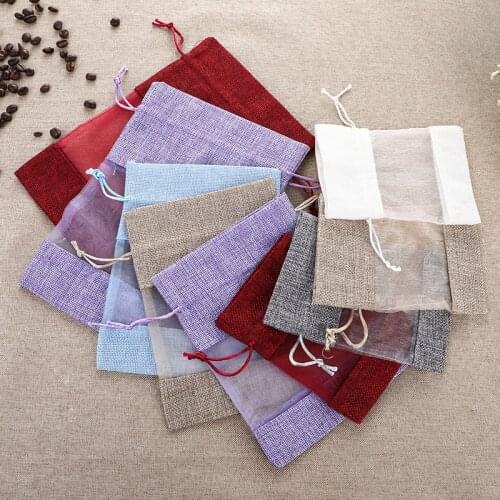 9 Colors Can Choose) Jute Gift Bag Canvas Drawstring Bag for DIY Sundry Craft Pouch Gift Candy Bag Wedding Party Decor Bag