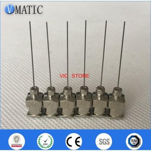 Free Shipping 12Pcs 1'' 27G Blunt Stainless Steel Glue Dispensing Syringe Needle 1 Inch