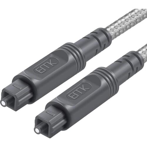 Digital Optical Audio Cable Toslink Cable Cotton Braided Jacket EMK 5.1 Fiber Optic Cord for Home Theater, Sound bar, TV, PS4