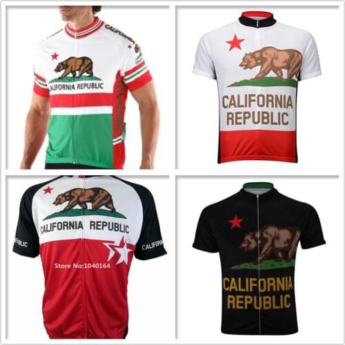 California Republic Quick Dry Short Sleeve Cycling Jerseys Men Cycling Clothing MTB Maillot Ropa Ciclismo Bike Bicycle Jersey