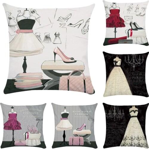 Elegant evening dress Cover polyesterncotton Pillow Case Little black dress Decorative cushion cover Textile Modern 45x45cmCR110