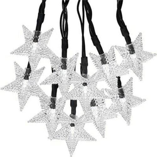 Star Solar String Lights, 50 LED Solar Lights Outdoor for Party Courtyard Garden and Home Decoration, Warm White