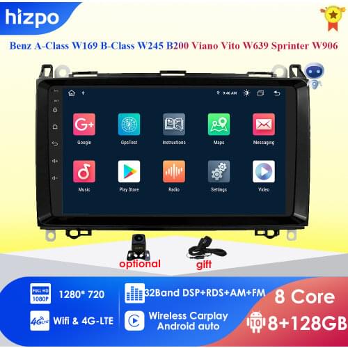 Hizpo Car Multimedia Player Android 10 2 Din GPS Autoradio For Mercedes Benz B W245 B150 B160 B170 B180 B200 B55 2004-2012 2+32G