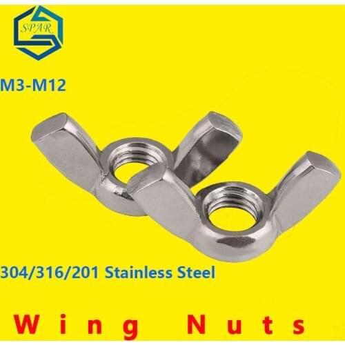 Wing Nuts Hand Tighten Nut Hand Tighten Nut Butterfly Nuts Butterfly Nut Ingot Wing Nuts 304/316/201 Stainless Steel DIN315