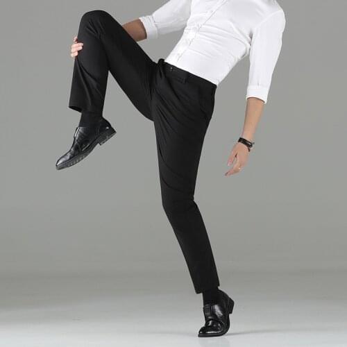 Summer Thin Suit Pants Elegant Mens Business Dress Pants Solid Straight Long Trousers Mens Slim Fit Formal Trousers PT-415