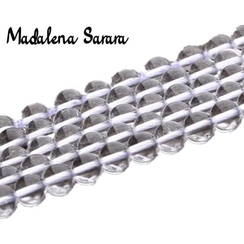 MADALENA SARARA AAAA 4mm/6mm/8mm/10mm/12mm/14mm Genuinel Natural White Quartz Beads Strand 18" For DIY Jewelry Making