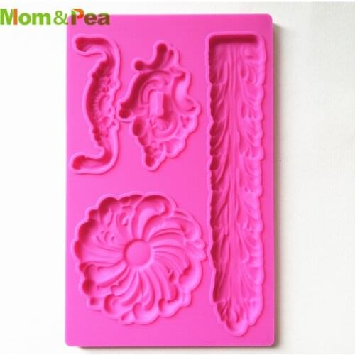 Mom&Pea GX264 Flower Keyhole Shaped Silicone Mold Cake Decoration Fondant Cake 3D Mold Food Grade