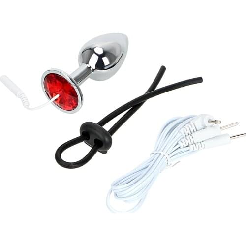 Medical Themed Toys Electric Shock Set Anal Plug & Cock Ring Penis Stimulator Sex Toys For Men Electrical Climax